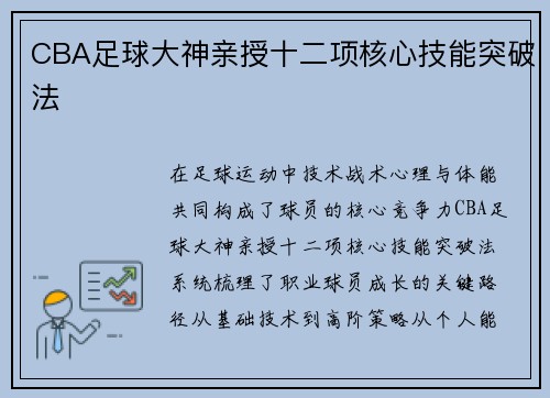 CBA足球大神亲授十二项核心技能突破法